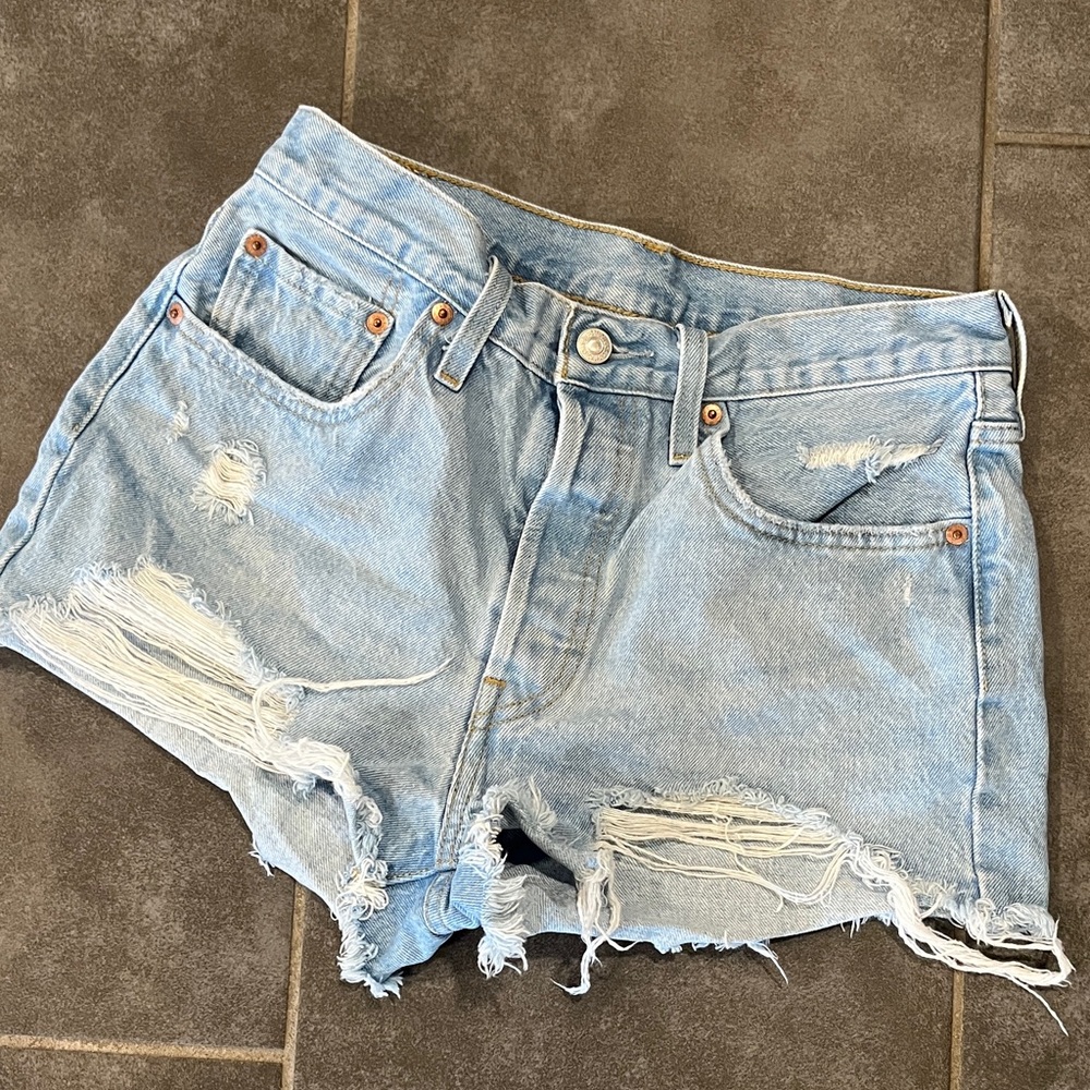 Levi's Light Blue Distressed Jean Shorts